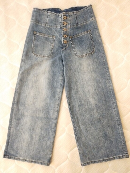 Wishlist Denim - Wishlist Wide Leg Crop High Rise Button Fly Jeans Size S
